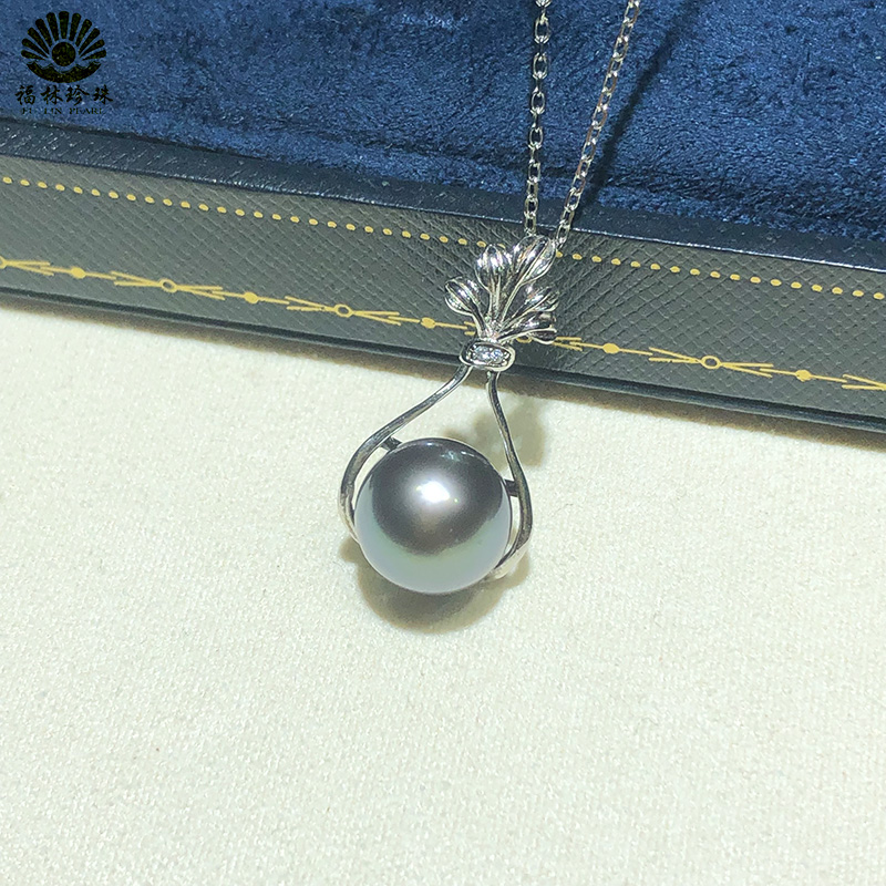 925银海水圆形吊坠无暇珍珠饰品