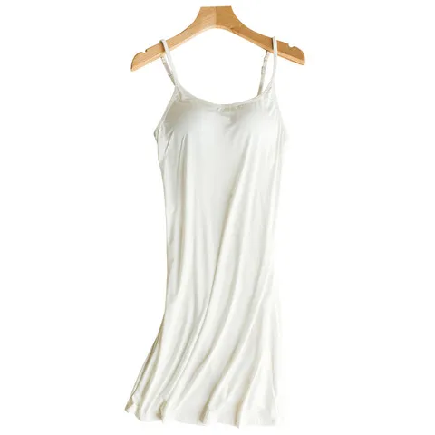 舒适春秋连衣裙吊带背免穿睡裙带胸垫圆领中长款内衣白色居家哺乳,女士内衣/男士内衣/家居服,睡袍/浴袍,淘宝优惠券,粉丝福利购,淘宝优惠卷