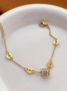 网红不掉色手链爆款手环女ins小蛮腰欧美流行钛钢18K手环金色饰品