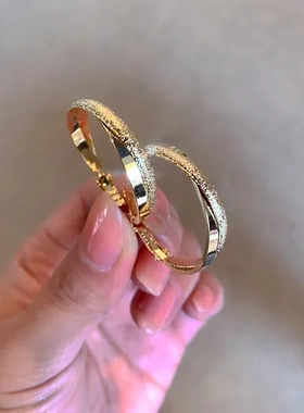 S925银针耳环磨砂双层耳圈小众好看耳饰显瘦个性89177的