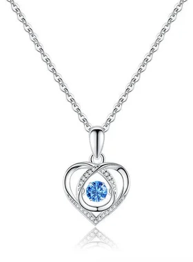 情人节镀银项链配饰s925灵动饰品爱心心形吊坠跳动水滴
