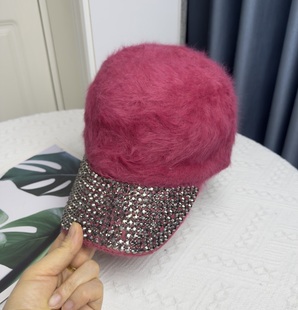 清仓特价兔毛棒球帽女小头围鸭舌帽秋冬季保暖时尚休闲遮阳帽