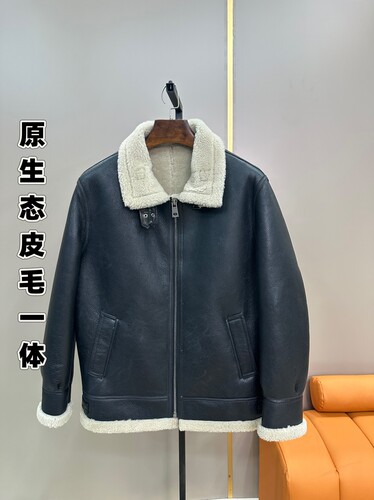 原生态男士皮毛一体羊皮真皮机车皮衣夹克加厚外套皮草冬季保暖潮