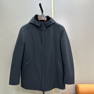 男士冬季新款中长连帽水貂皮内胆派克服可拆卸貂皮内胆中老年