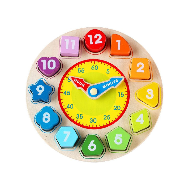 With Numbers Clock Montessori ENLIGHTEN Early Education Center Baby to Know Time Manual CHILDREN'S Cognitive Wooden Educational Toys
