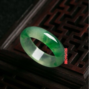 阳绿色 飘绿指环 飘花玉石玉戒 女款 尾戒扳指 男 玉石冰种戒指