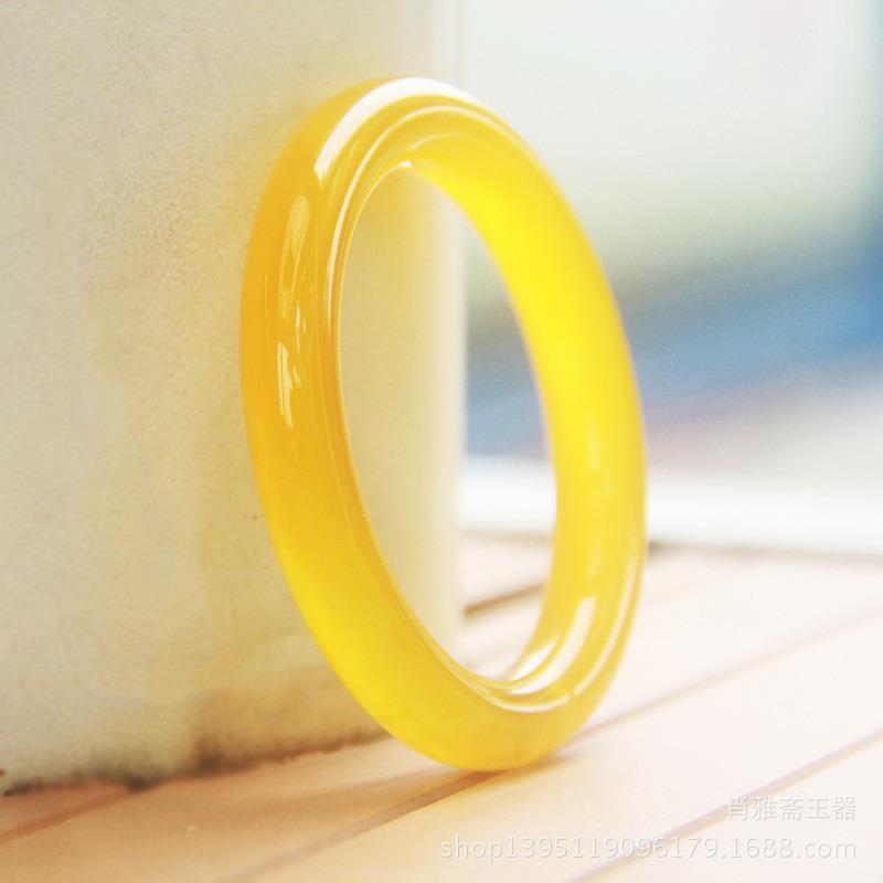 5A级黄玛瑙手镯 黄玉髓镯子手镯圆条机油黄色镯子