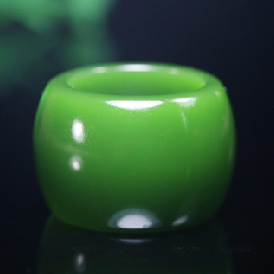 天然新疆和田玉碧玉戒指 男女玉指环菠菜绿玉扳指戒指