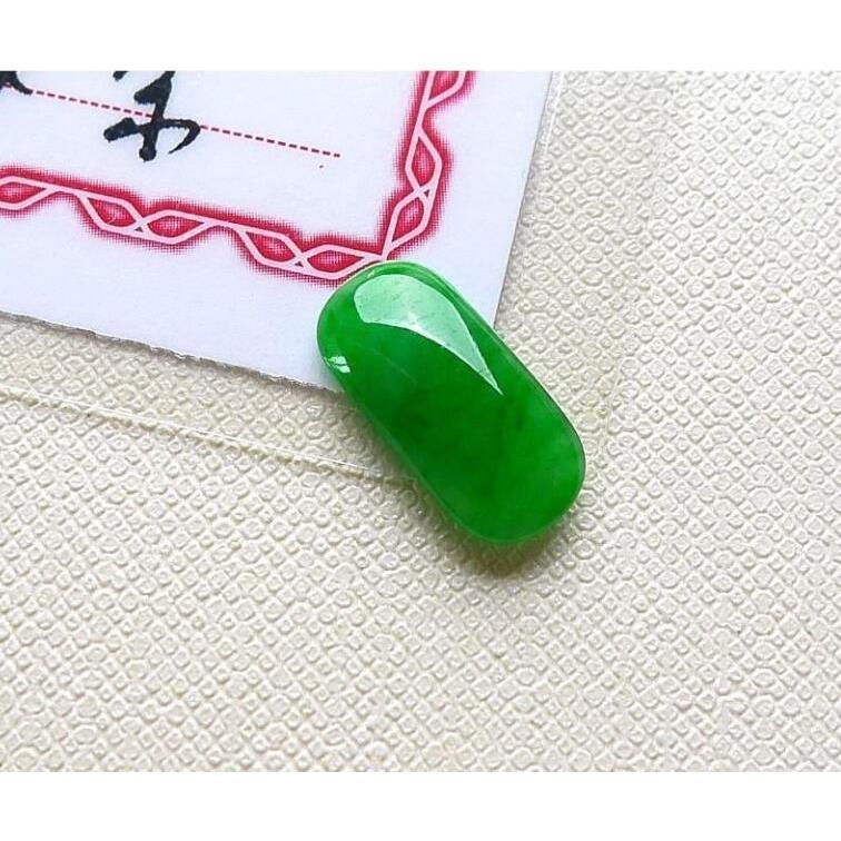 缅甸翡翠满绿马鞍戒面正阳绿裸石戒指面祖母绿镶嵌件