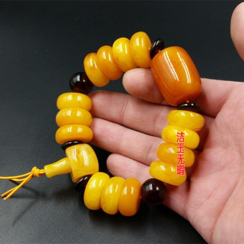 厂家直销仿蜜蜡平安扣手链蜜蜡路路通手链蜜蜡手串男女手串