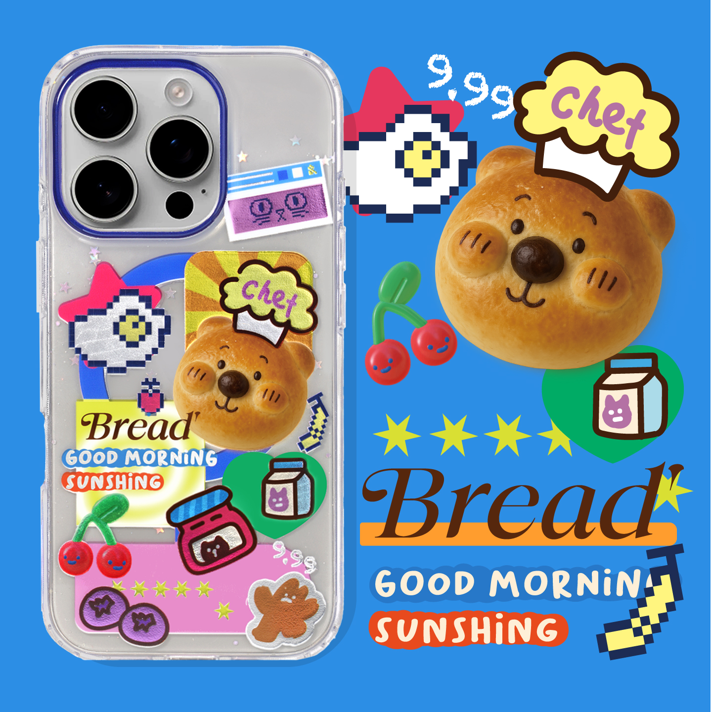 原创卡通可爱鎏金透明磁吸支架壳