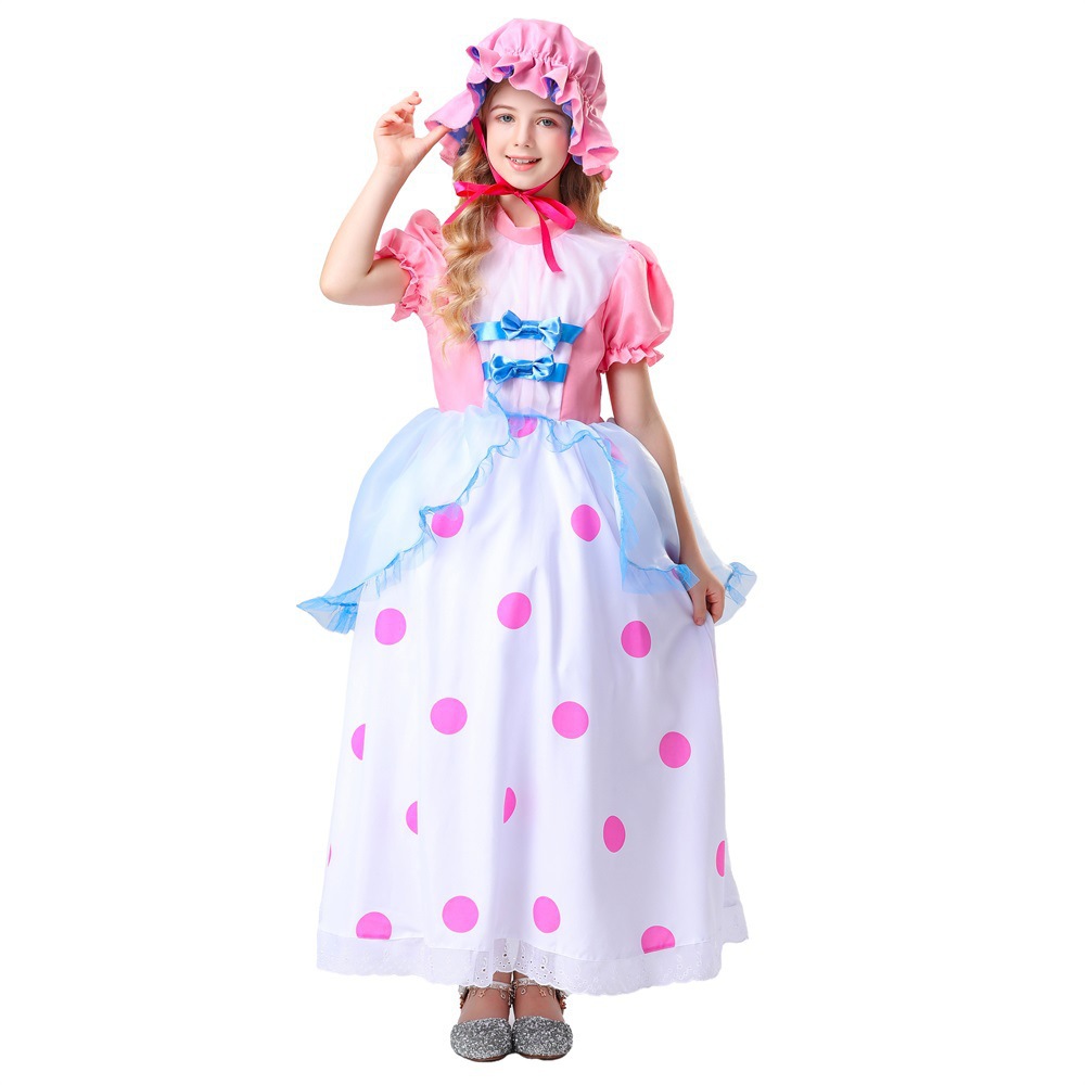 新款儿童女万圣节cos玩具总动员牧羊服装长款连衣裙套装女装