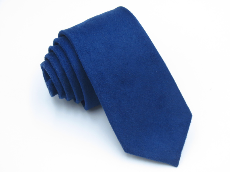 手打款韩版藏青色鹿皮绒领带