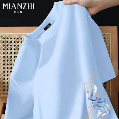 棉致凤凰国潮祥云短袖t恤男纯棉2026新款夏季青少年运动宽松上衣