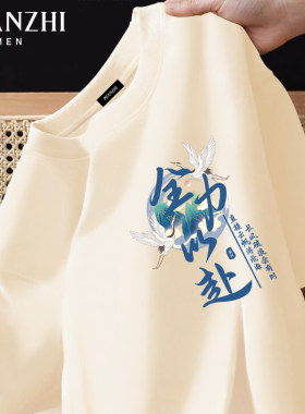 棉致品牌短袖t恤男全力以赴中高考好运家长陪考专用满分纯棉班服