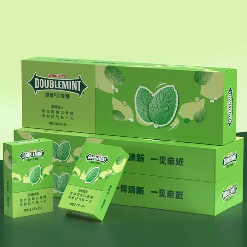 绿箭薄荷口香糖20片送抽抽盒装装清凉薄荷味清新口气零食糖果批发