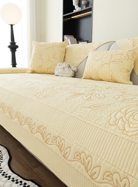 冬季纯棉双面沙发垫四季通用防滑布艺坐垫现代简约全棉靠背巾新品