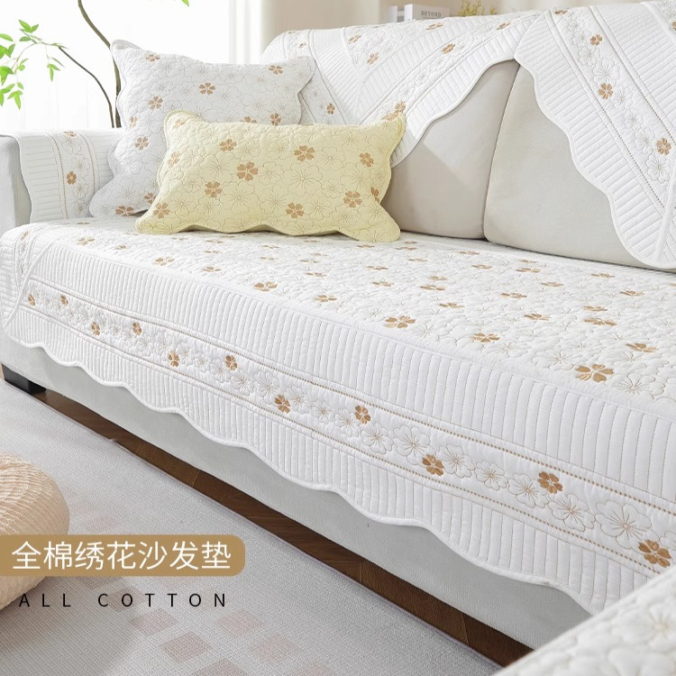 纯棉沙发垫四季通用布艺防滑全棉坐垫双面沙发套罩巾北欧简约现代