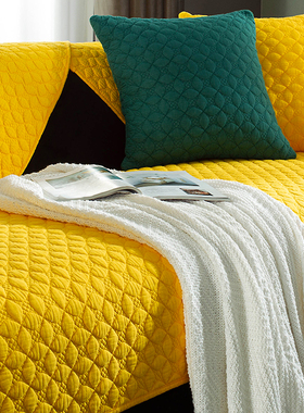 全棉沙发垫田园四季通用布艺防滑简约纯色现代北欧纯棉刺绣靠背巾