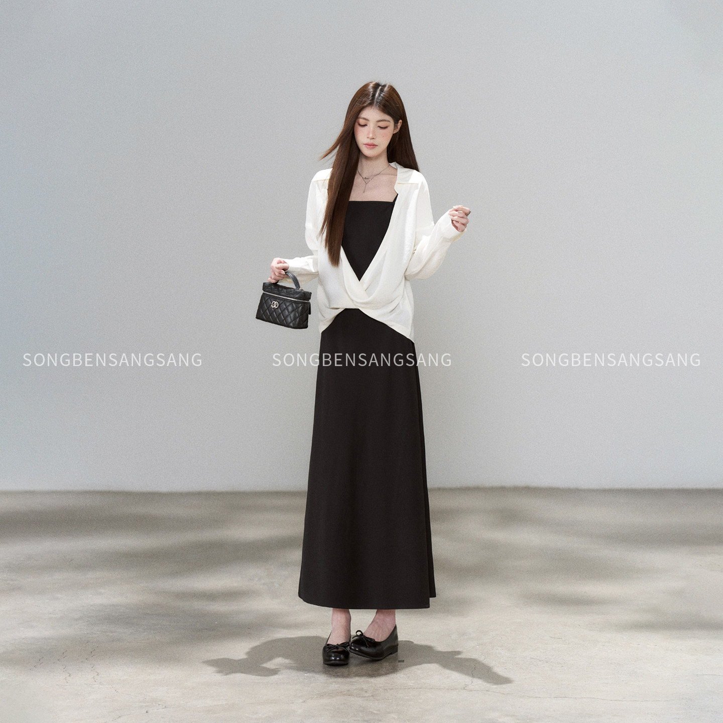 松本丧丧2026年秋季优雅风开衫吊带裙两件套女修身显瘦百搭套装