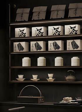 新中式禅意茶室展示边柜茶叶茶具装饰样板间书房陶瓷茶壶饼茶摆件