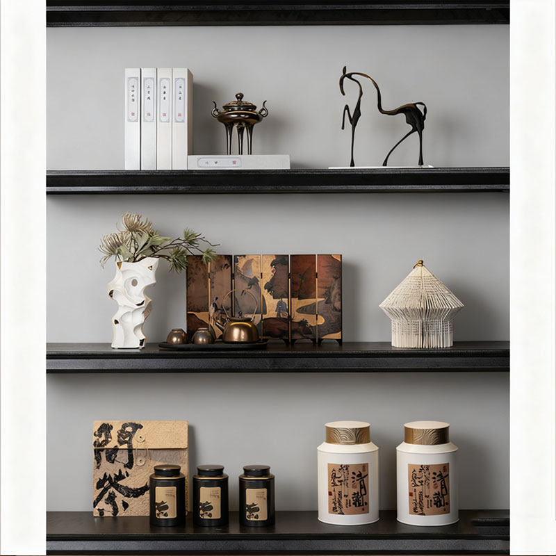 新中式侘寂风高级感茶柜摆件