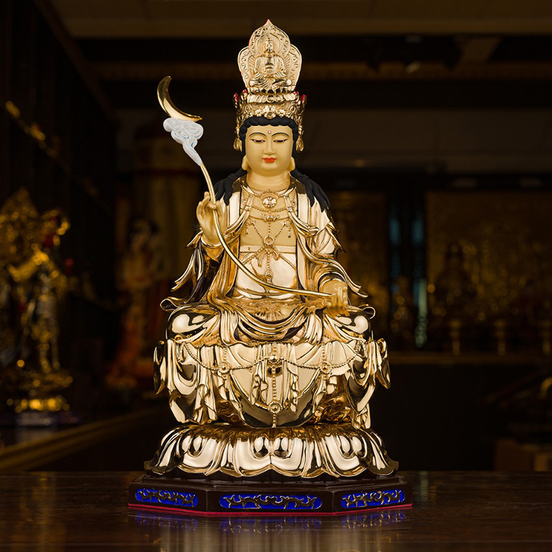 日光菩萨月光菩萨台湾盛凡全铜鎏金日光娘娘月光娘娘东方三圣佛像