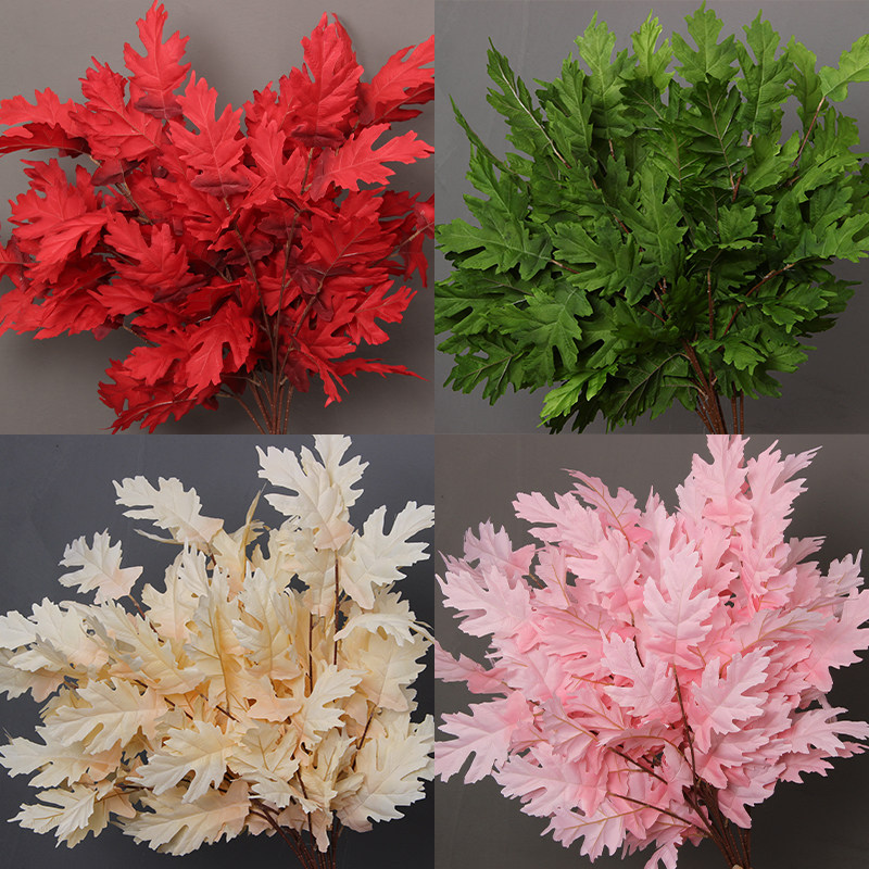 婚礼装饰插花艺绿叶用材橡树叶子