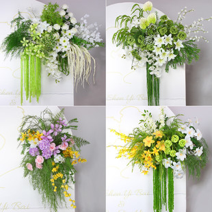 婚庆仿真花白绿色婚礼布置挂花角花森系莫奈背景大挂花艺迎宾装 饰
