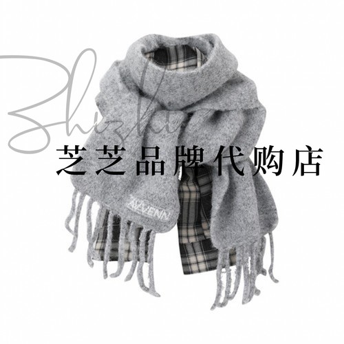 AL9P002677原790双皇冠专柜正品2025冬里布格纹拼接长款围巾