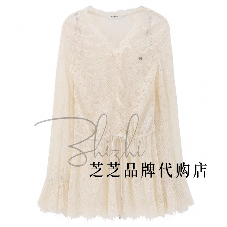 AL90802730原1090 双皇冠专柜正品2025冬款花边领口蕾丝长袖T恤