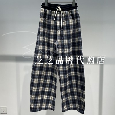 RL91302080原1499双皇冠专柜正品2025冬抽绳格纹阔腿牛仔长裤