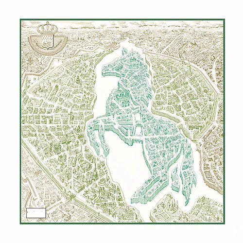 2026新版骏马之城马年图案丝巾桑蚕丝羊绒140大方巾围巾丝绒披肩