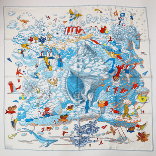 云间万象 新款欧美h家18姆米斜纹真丝桑蚕丝丝巾90大方巾装裱围巾