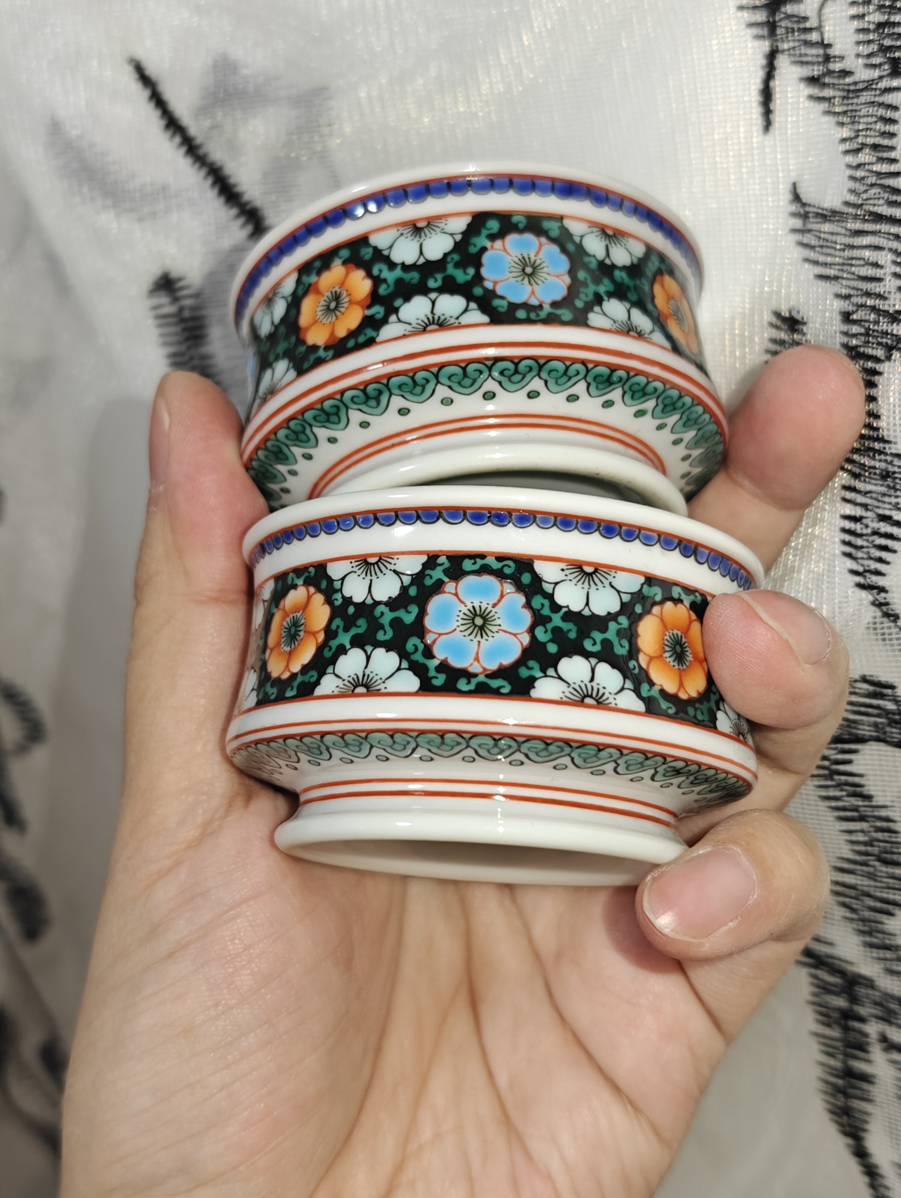 现货古阅和风黑地梅花杯福利款古彩可做客杯主人杯
