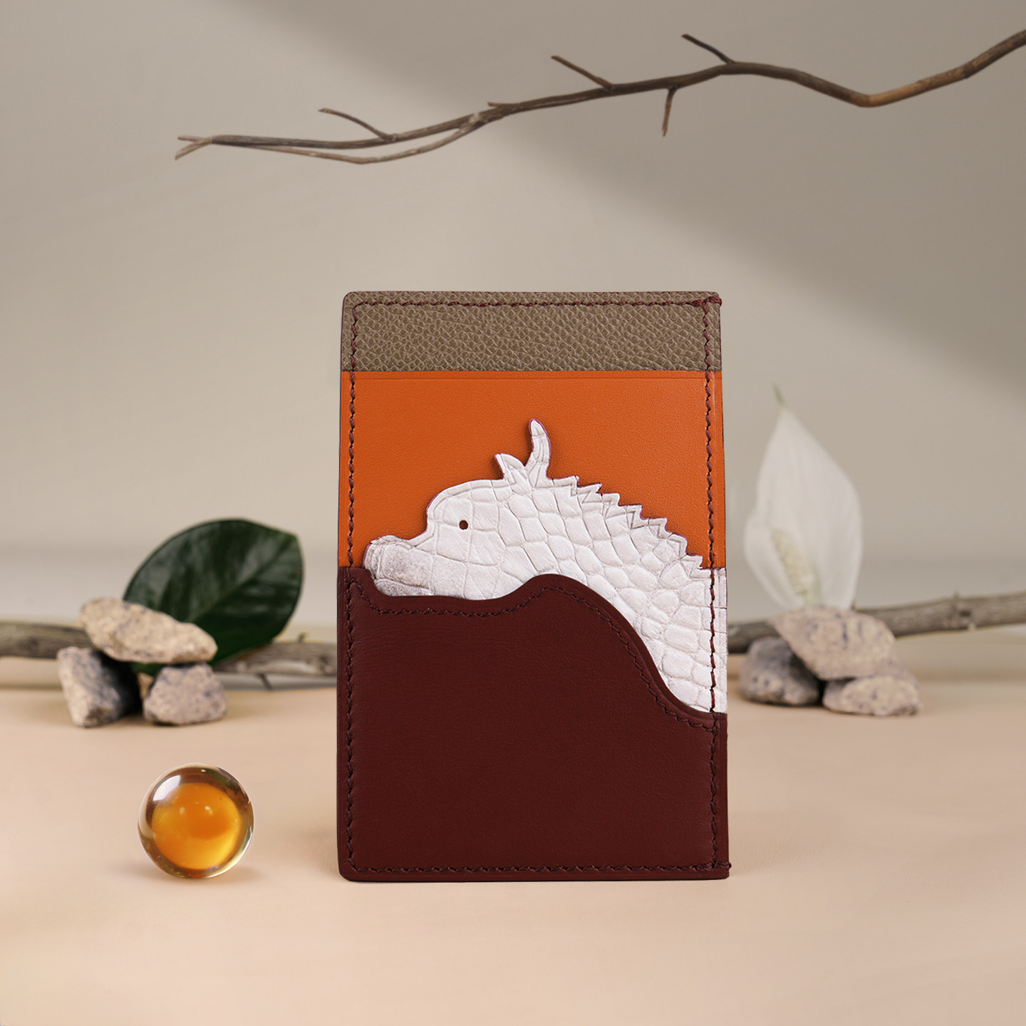 生肖鳄鱼皮卡包手工缝线超薄龙卡包信用卡夹一片式真皮驾驶证套男