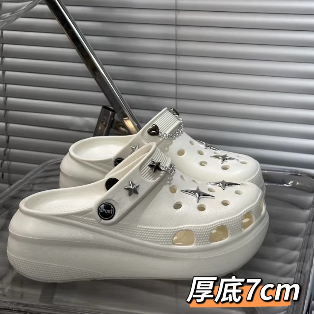 泡芙洞洞鞋厚底7cm黑色甜酷风潮