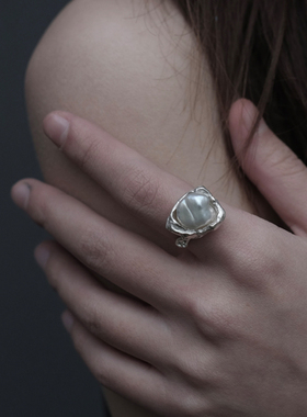 女纯银原创设计异形珍珠戒指