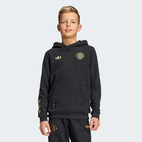 adidas阿迪达斯男大童曼联足球运动休闲针织连帽套头衫卫衣JM5570