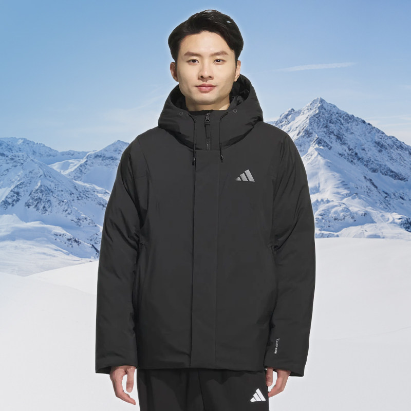 优购adidas阿迪达斯男子户外运动保暖连帽羽绒服男款外套KC2509