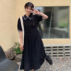 Real price middle long shell embroidered dress