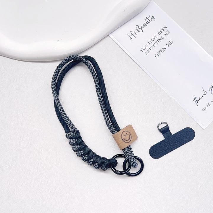 色彩搭配手机笑脸挂绳钥匙扣编制绳u盘手腕挂绳挂饰ccd挂绳防丢绳