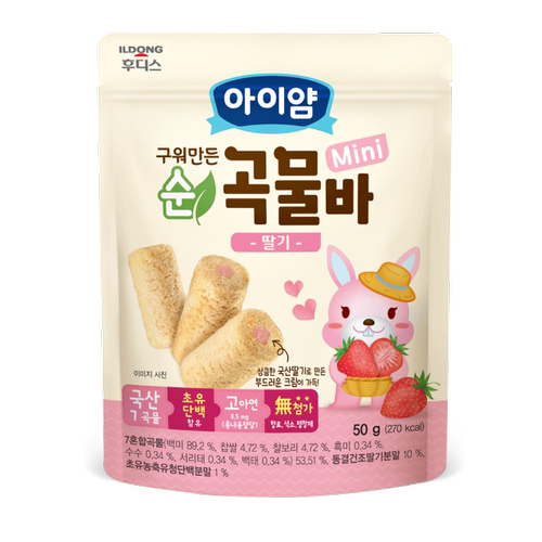 ILDONG MINI谷物棒草莓味50克12个月+宝宝磨牙棒饼干小零食进口版