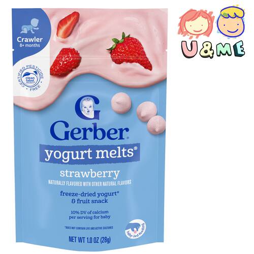 Gerber嘉宝 草莓鲜果溶豆28g宝宝8个月+小零食活性益生菌维生素版