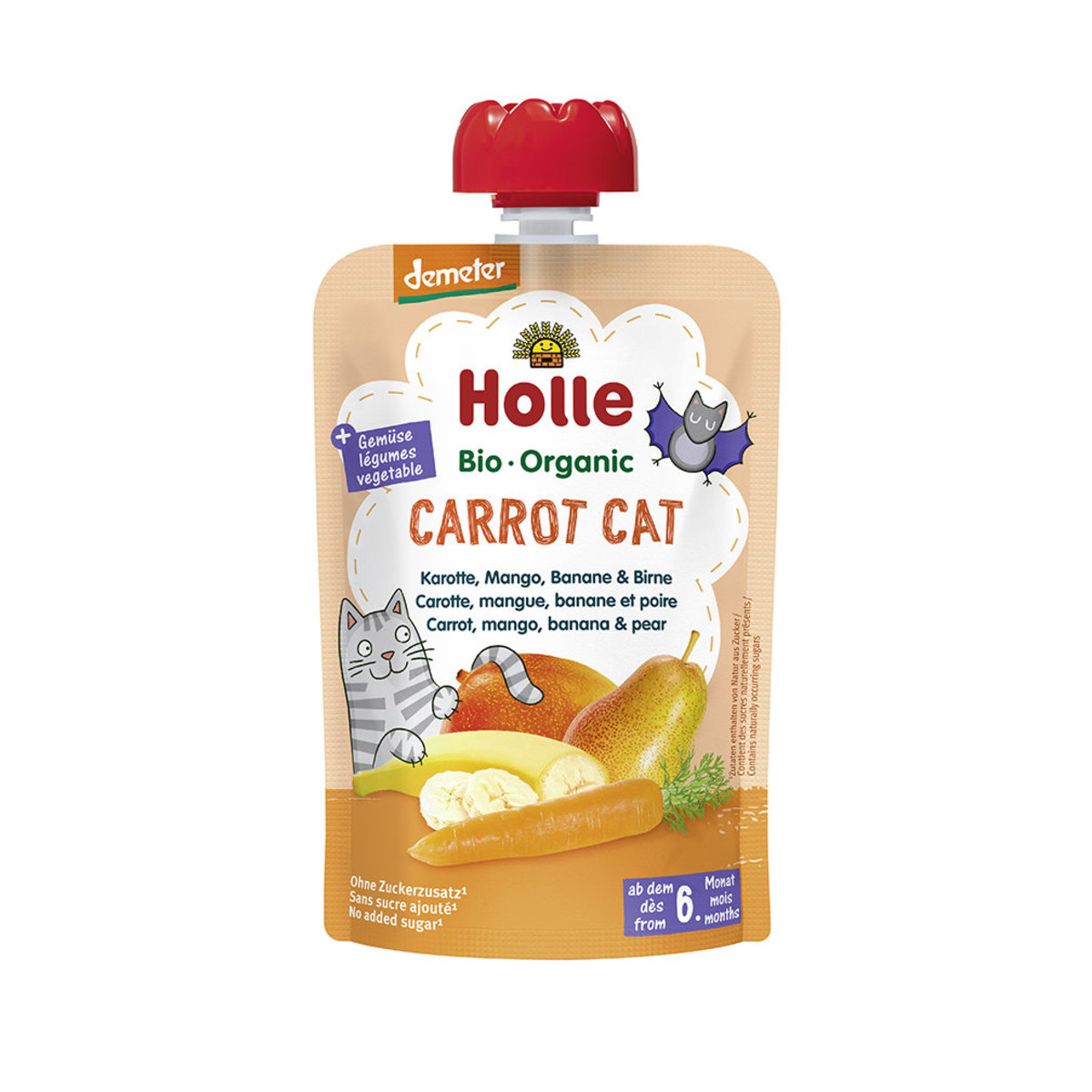 Holle有机唧唧装胡萝卜芒果香蕉洋梨蓉100克Carrot Cat没有添加剂
