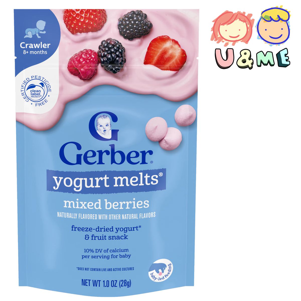 Gerber嘉宝混合杂莓水果溶豆28克益生菌维他命8个月+宝宝营养健康