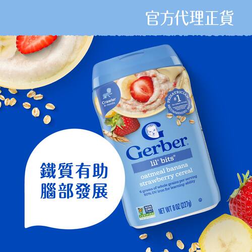 Gerber嘉宝燕麦粉香蕉草莓味227g宝宝8个月+辅食米糊营养健康进口