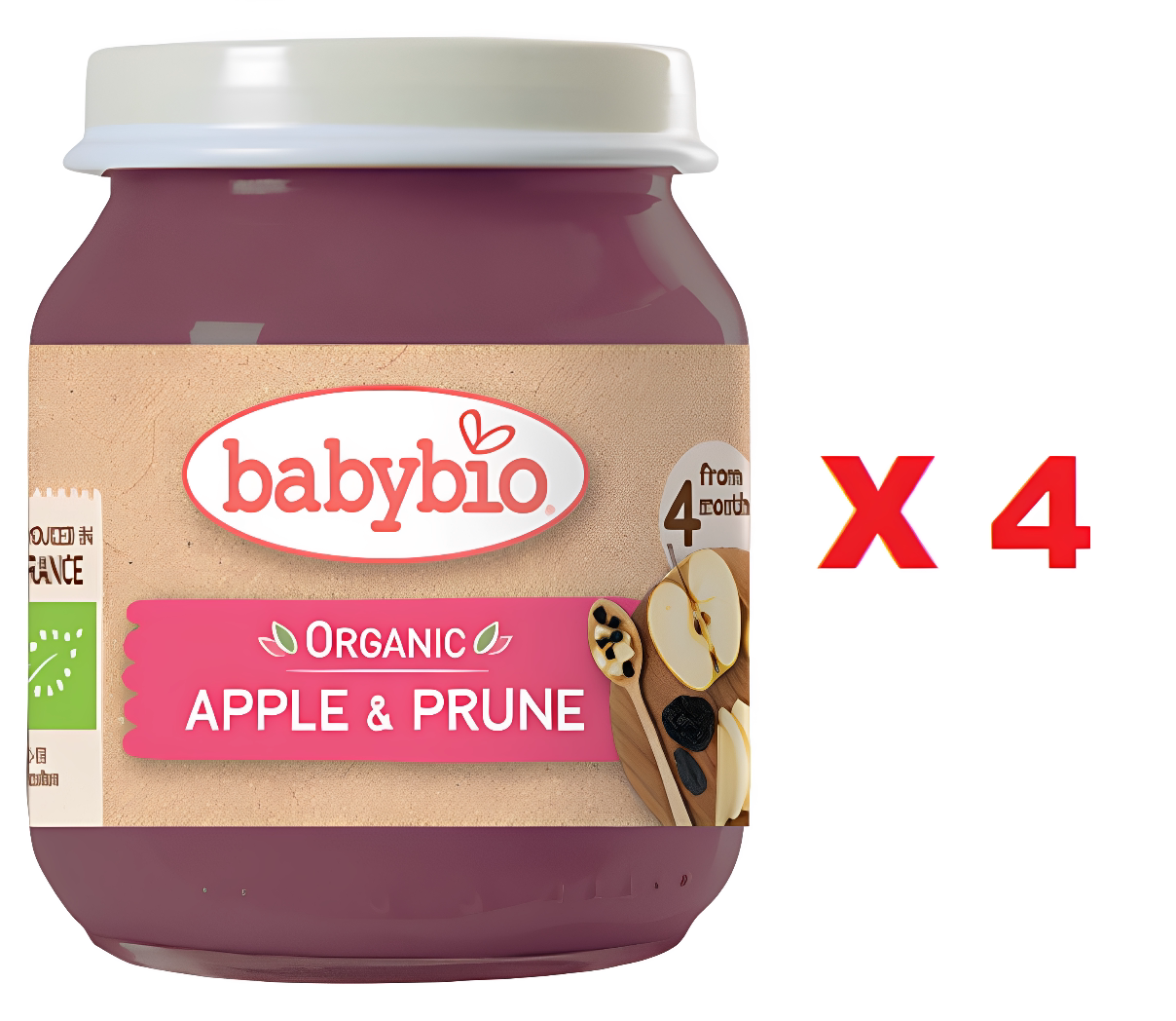 babybio 法国婴儿宝宝有机西梅苹果130gX4营养健康果蔬蓉果蔬泥版
