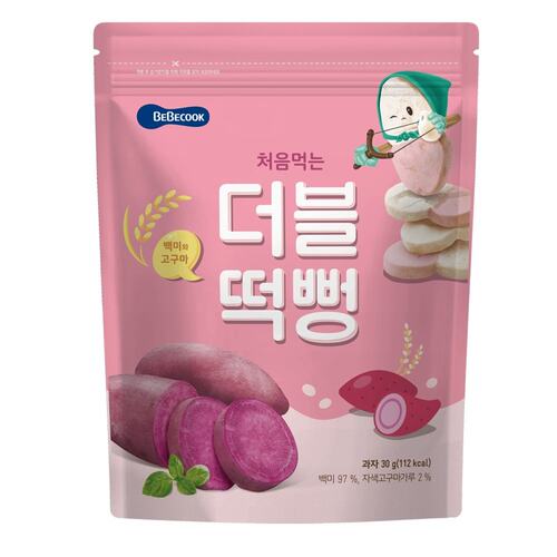 BEBECOOK双色米饼紫薯味30g适合5个月以上婴幼儿营养早餐卡通图案
