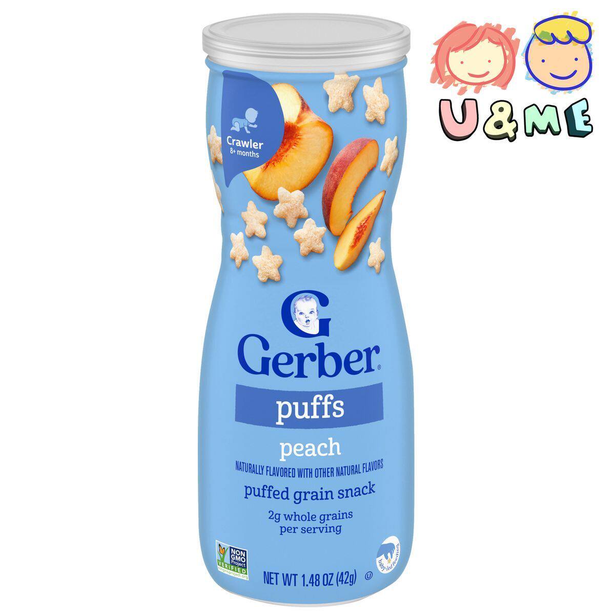 Gerber 嘉宝香桃味星星饼泡芙42g婴儿天然全谷物无添加零食磨牙版
